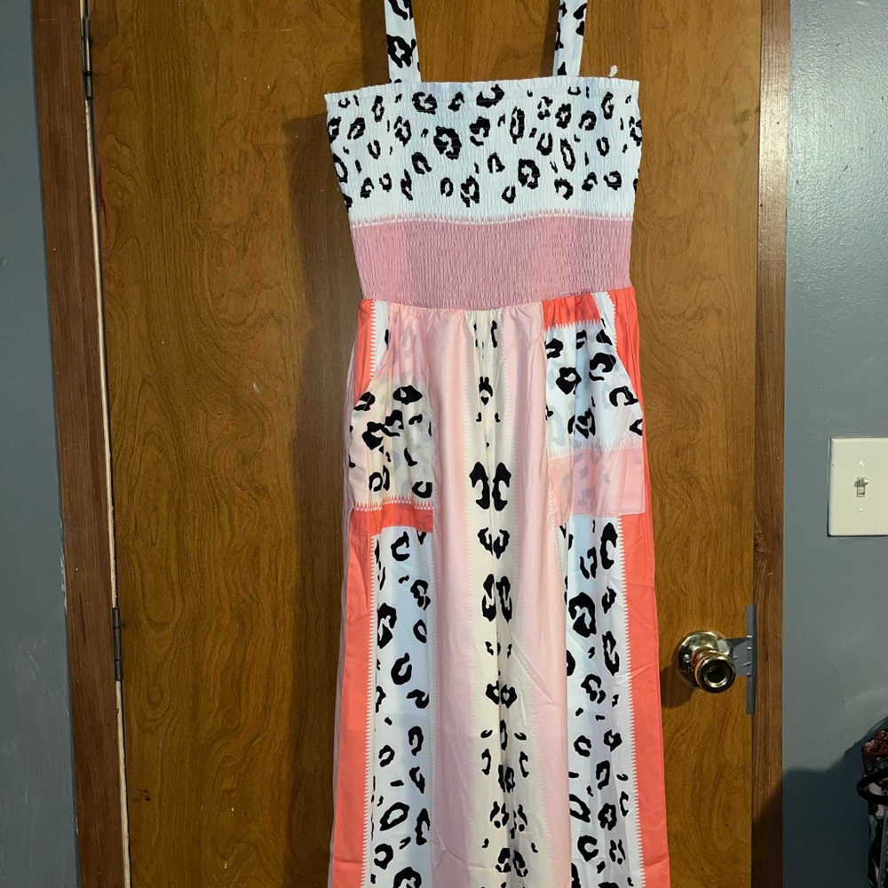Color Block Animal Print Jumpsuit